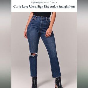 Abercrombie & Fitch Women's Curve love Ultra High Rise  Ankle Straight Jeans